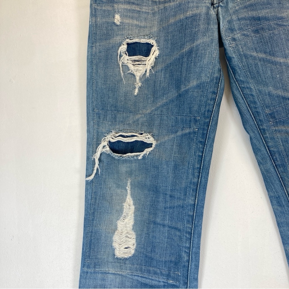 Robin's Boyfriend Jean Light Blue Distressed Straight Leg Jeans Size 26 Studded - Picture 5 of 16